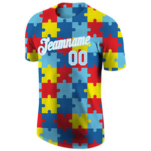 Camiseta de Béisbol con Estampado de Rompecabezas Personalizado Estilo Y2K, Uniforme de Equipo Personalizado, Ropa Deportiva de Marca Privada OEM, Camisetas para Hombre - Product Image 2