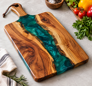 Planche à découper rectangulaire élégante en acacia, faite à la main, durable, compatible lave-vaisselle, pour la préparation et le service des aliments, qualité supérieure - Product Image 2