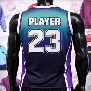 Maillot de basket-ball unisexe sans manches à col en V, personnalisé avec logo imprimé par transfert thermique, respirant, 100% polyester - Product Image 4