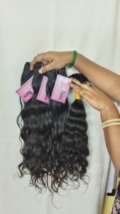 Cabello Humano Natural 100% Real, Cabello Rizado Indio Virgen de Primera Calidad, Ondulado, Sin Procesar, con Doble Trama a Máquina, Paquetes de Lujo - Product Image 2