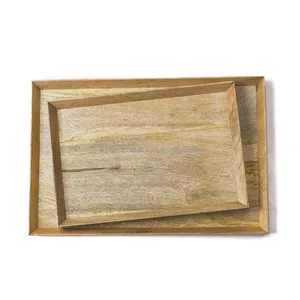 Natural Mango <b>Wood</b> <b>Single</b>-Tier Serving Tray, Rustic Classic Style for Kitchen, Living Room, Bathroom & Beverage Storage - Product Image 3