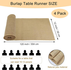 ผ้าปูโต๊ะผ้ากระสอบขนาด 12 x 120 นิ้ว สีธรรมชาติแบบชนบท สำหรับตกแต่งโต๊ะงานแต่งงานสไตล์ตะวันตก สไตล์บ้านไร่ - Product Image 2