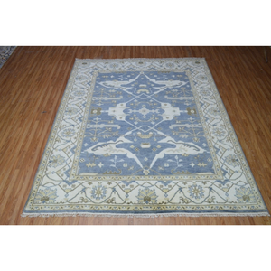 Alfombra Oushak de lana anudada a mano Premium ME _ HKO14 versátil moderna para oración Picnic lavable para uso doméstico habitaciones puertas cocina - Product Image 1