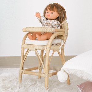 Rattan <b>play</b> high chair pretend highchair <b>doll</b> feeding chairs eco friendly toys for the child - Product Image 5