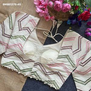 Colección de blusas de alta calidad con trabajo de hilo y lentejuelas, manga larga, espalda acolchada y cierre de gancho, proveedor de Surat para la moda femenina. - Product Image 5