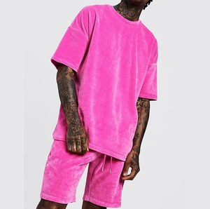 Ensemble de survêtement formel en velours pour homme, été, manches courtes, deux pièces, ensemble assorti en velours, respirant, 100% laine, RABUSH SPORTS - Product Image 5