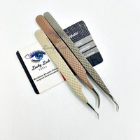 Pinces à cils en acier inoxydable de haute qualité avec logo personnalisé, pointe pointue marron/gris/Pantone, LUCKY LASH TOOLS