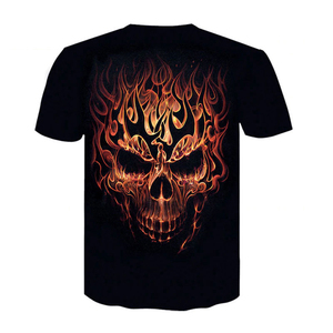 Men's Breathable 100g Gothic Skull T-<b>Shirt</b> Stitched <b>Face</b> Print Back Design Short Sleeve V-Neck Casual Summer Wear 100% Cotton - Product Image 5