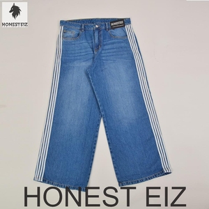 Jean en denim coupe bootcut noir pour homme Honest Eiz, taille mi-haute, coupe slim, vintage, délavage moyen, couleur unie - Product Image 1