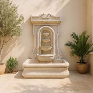 Fontaine Moderne en Marbre Blanc Sculpté à la Main, Écologique et Résistante à l'Eau pour Jardin et Usage Domestique - Product Image 1