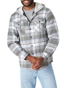 2023 OEM Vintage Unisex Slim Canvas Long Sleeve Quilted Lined <b>Flannel</b> Shirt <b>Jacket</b> with Hood Cartoon Streetwear - Product Image 2