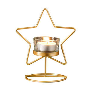 Golden Geometric Wire Tea Light Holders Star & <b>Tree</b> Design Metal Candle <b>Stand</b> For Christmas Tabletop Decoration And Gifting - Product Image 5