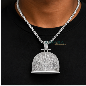 Colgante de Campana de Plata 925 con Baño de Rodio y Moissanita, Amuleto Temático Hip Hop, Joyería Unisex para Uso Diario - Product Image 4
