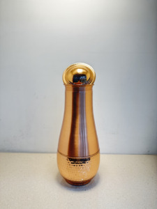 Premium Dual Finish Pure Copper Bedside Carafe Jar 1500ml <b>Brushed</b> and Hammered Copper Pot Luxury Wellness Metal Drinkware Set - Product Image 4