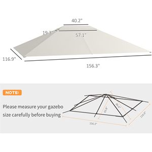 10FT X 13FT Modern Design Durable Fabric Gazebo <b>Canopy</b> Replacement <b>Roof</b> for 84C 116 Cream White for Villa Courtyard Park Metal - Product Image 3