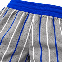 Shorts de sport en maille rayée gris et bleu roi PBS pour hommes, collection D9, taille à cordon, athlétiques, pour le basketball et l'entraînement