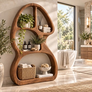 Estantería Moderna de Madera con Curvas Orgánicas y Estantes Fluidos para una Biblioteca Artística en el Hogar o un Elegante Adorno para la Sala de Estar - Product Image 1