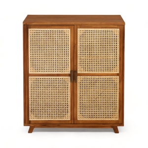 Mueble de diseño moderno con puerta de ratán, aparador, mesa consola para decoración del hogar. - Product Image 2