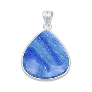 จี้เงินแท้ชุบเงิน ดีไซน์หลากหลายรูปทรง ประดับด้วยพลอยควอตซ์สีน้ำเงินธรรมชาติ ขายส่ง เครื่องประดับแฟชั่นสำหรับผู้หญิง ของขวัญ - Product Image 4