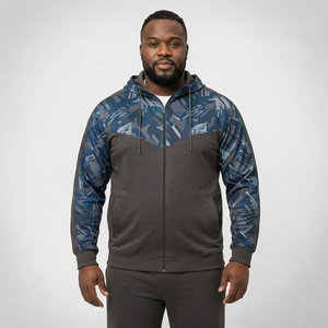 Wholesale Men Plus Size Hooded <b>Jacket</b> Custom Printed Zipper Hoodies Men Eco-Friendly Hooded Zipper Sportswear Terry Track Hoodie - Product Image 1