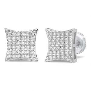 Pendientes de Plata de Ley con Forma de Cometa, con Moissanita Engastada, Cierre de Rosca Cuadrado - Product Image 1