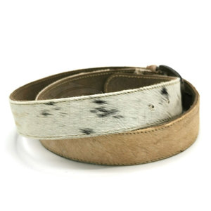 Cow Hide Animal Print Casual <b>Belt</b> with <b>Silver</b> Rectangular Pin <b>Buckle</b> - Product Image 2