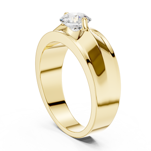 Bague de déclaration moderne pour homme en or jaune avec diamant de laboratoire – Bijou de mariage large et contemporain avec diamant - Product Image 1