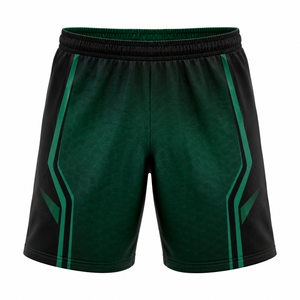 Pantalones Cortos Deportivos para Hombre, Verde y Negro, Patrón Geométrico, Absorben la Humedad, Secado Rápido, Cintura Elástica, 100% Poliéster, para Todas las Temporadas - Product Image 1