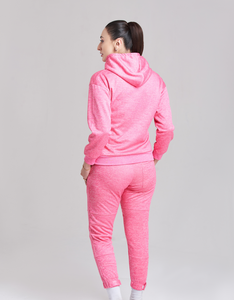 <b>Women</b> <b>Pink</b> Hooded <b>Tracksuit</b> Set Solid Color Breathable Casual Autumn Wear Regular Fit Full Sleeve Side Pockets - Product Image 5