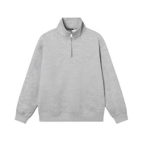 Sweat-shirts pour hommes de style américain, personnalisés avec logo, en coton et polyester 500G, à fermeture éclair 1/4, coupe ample et élégante - Product Image 3