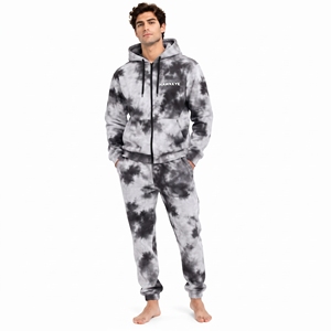 Conjunto deportivo tie-dye para hombre con estampado de sublimación personalizado, sudadera con capucha y cremallera completa y pantalones jogger. - Product Image 5
