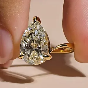 Luxury Princess Cut Moissanite Vintage Engagement/Wedding <b>Ring</b> 925 Sterling <b>Silver</b> Gold Plated Prong Setting <b>Adjustable</b> Women's - Product Image 6