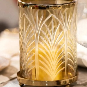 Portavelas Cilíndrico Decorativo con Patrón de Plumas en Relieve, Resistente al Calor, Decoración para el Hogar - Product Image 4