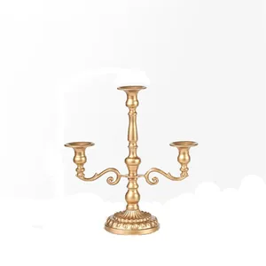 Candelabro Portátil de Hierro Dorado Hecho a Mano con Tres Brazos para Decoración del Hogar, Portavelas de Metal Duradero ZAHID EXPORTS - Product Image 1