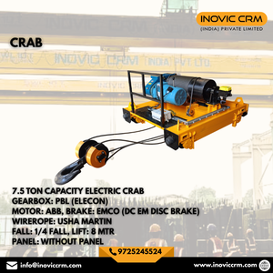 INOVIC CRM 7.5 Ton Industrial Electric EOT Crane Crab Unit | Heavy Duty Double Girder Motorized <b>Trolley</b> for Overhead Lifting - Product Image 2