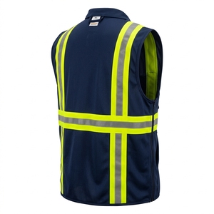 Gilet de sécurité réfléchissant à haute visibilité sur mesure à 3 poches pour la construction, les travaux routiers et le personnel de sécurité - Product Image 3