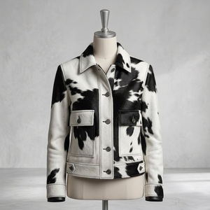 Premium Real Cowhide <b>Leather</b> <b>Jacket</b> Men Western Style Hair On Hide Coat Custom Handmade <b>Winter</b> Fashion Outerwear Direct Factory - Product Image 1