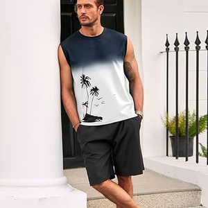 เสื้อกล้ามพิมพ์ลายต้นปาล์มสำหรับผู้ชาย - Product Image 6