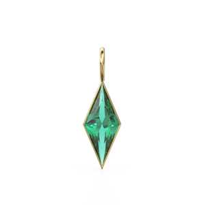Pendentif en or jaune massif 18 carats avec émeraude zambienne taille cerf-volant / Pierre de naissance de mai / Pierre précieuse naturelle verte - Product Image 1