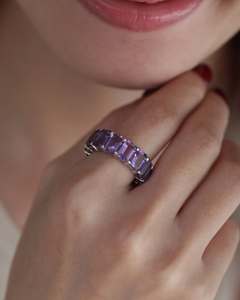 Bagues de fiançailles en moissanite de haute qualité en argent sterling 925 avec moissanite taille émeraude et diamant VVS pour femmes - Product Image 2