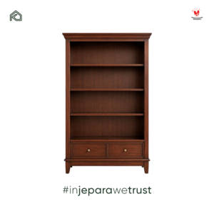 Solid <strong>Mahogany</strong> Wood <strong>Bookcase</strong> with 2 Drawers Classic Wooden Bookshelf for Living Room Home Office Furniture - Product Image 5