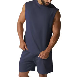 Conjunto de Verano de Dos Piezas para Hombre, Camiseta sin Mangas y Pantalones Cortos, Trajes Deportivos Casuales de Poliéster/Algodón, Transpirables, de Secado Rápido, Estilo Urbano - Product Image 4