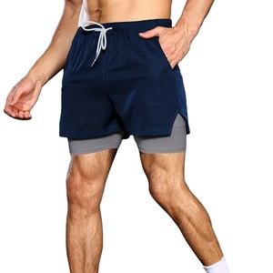 Factory Direct Solid Eco-Friendly Anti-Wrinkle Quick Dry Sporty Men's Double <b>Layer</b> Breathable Summer Running Workout Gym Fitness - Product Image 1