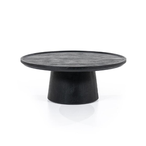 Modern Minimalist Midcentury Modern Eco-Friendly Round <b>Coffee</b> <b>Table</b> Black Wood Handmade Living Room Furniture - Product Image 5