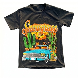 T-shirt à manches courtes pour homme Snowgrace, imprimé désert, coupe ample, col rond, jersey décontracté, 100% coton, design - Product Image 1