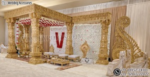 Mandap de Boda Dorado Estilo Templo Tradicional del Sur de la India, Mandapam para Bodas Tradicionales, Compre Mandapam Muhurtham para Bodas Tamilas en el Reino Unido - Product Image 4