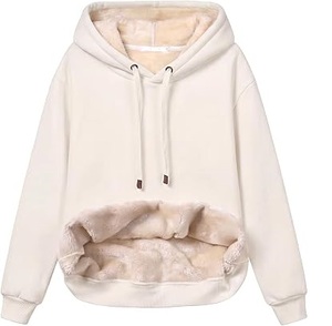 Hoodie pull-over respirant pour femme, vert, doublé en sherpa, épaules tombantes, intérieur en polaire, chaud, duveteux, pour l'hiver, pour filles - Product Image 2