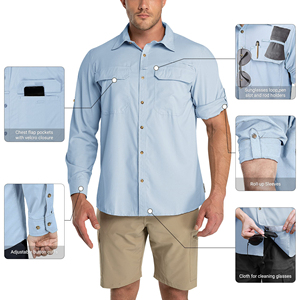 เสื้อเชิ้ตเดินป่าผู้ชาย 100% โพลีเอสเตอร์ เนื้อผ้าระบายอากาศได้ดี ทรงปกติ ไม่ยับ เป็นมิตรกับสิ่งแวดล้อม สวมใส่ง่าย เสื้อเชิ้ตผู้ชาย - Product Image 3