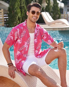 เสื้อเชิ้ตชายแขนสั้นน้ำหนักเบา พิมพ์ลายทรอปิคอล สไตล์ลำลอง ติดกระดุม เหมาะสำหรับวันหยุดฤดูร้อน สีสันสดใส เสื้อชายหาด เสื้อว่ายน้ำชาย - Product Image 5