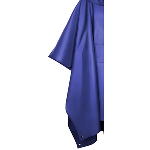 Veste de pluie réversible imperméable et coupe-vent en polyester vert enduit de PVC pour l'automne/hiver avec fermeture éclair et boutons - Product Image 3